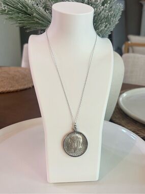 1964 Kennedy Half Dollar Pendant Necklace 18" Atlas Sterling Silver Chain 15.53g